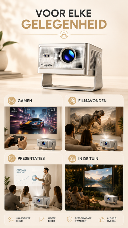 LUGOFLIX™ A22 PRIME 4K LCD Beamer – 1000 ANSI Lumen & Stofdicht