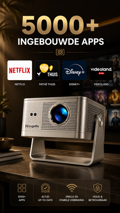 LUGOFLIX™ A22 PRIME 4K LCD Beamer – 1000 ANSI Lumen & Stofdicht
